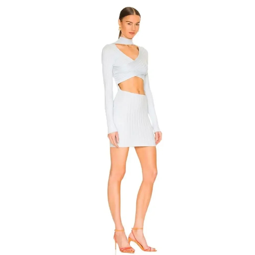 NWT SUPERDOWN Alora Wrap‎ Mini Dress in Baby Blue size Medium